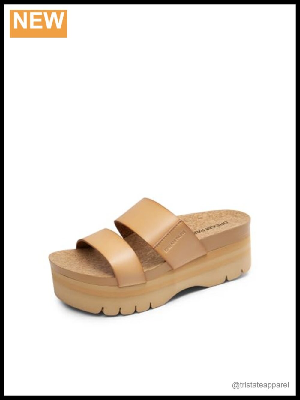 Platform Slide Sandals with Arch Support, Cushioned Cork Footbed, 1.96" Heel